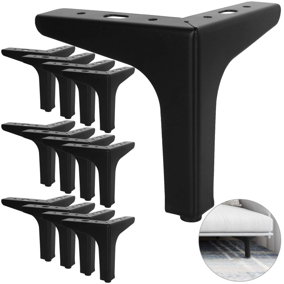 12Pack Metal Furniture Sofa Legs 5Inch Modern Style Furniture Triangle Sofa Legs Feet Metal Cabinet Legs Replacement Black For Cabinet Cupboard Sofa 608571119222