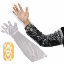 Goldhik 50pcs Long Disposable Gloves  Extra Long Full Arm 34inch - Veterinary Insemination Rectal Gloves for Field Dressing  Gutting Deer  Garden