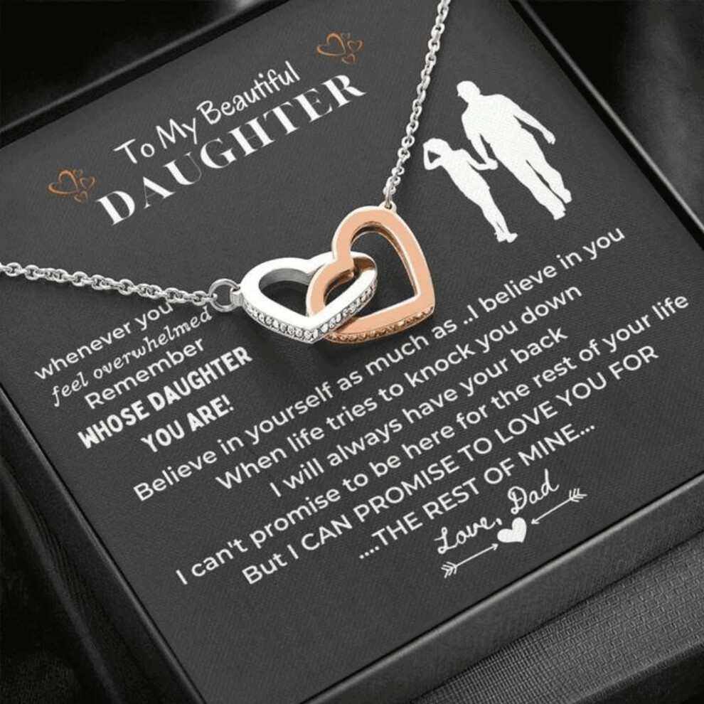 LOTUS-A Daughter Gifts from Dad - Sterling Silver Interlock Heart Necklace with a Message Card Present to My Grown Teenager Girls from Father on Valen
