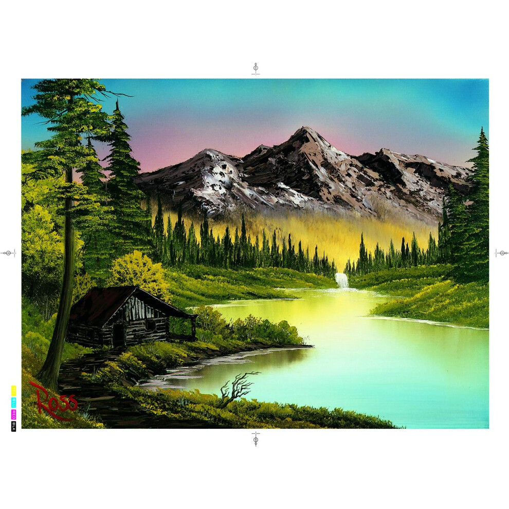 Photos - Jigsaw Puzzle / Mosaic Bob Ross Mountain Retreat Nature Puzzle Board for Adults and Kids | Forest Lake Jigsaw Puzzle 1000 Pieces | Interactive Brai