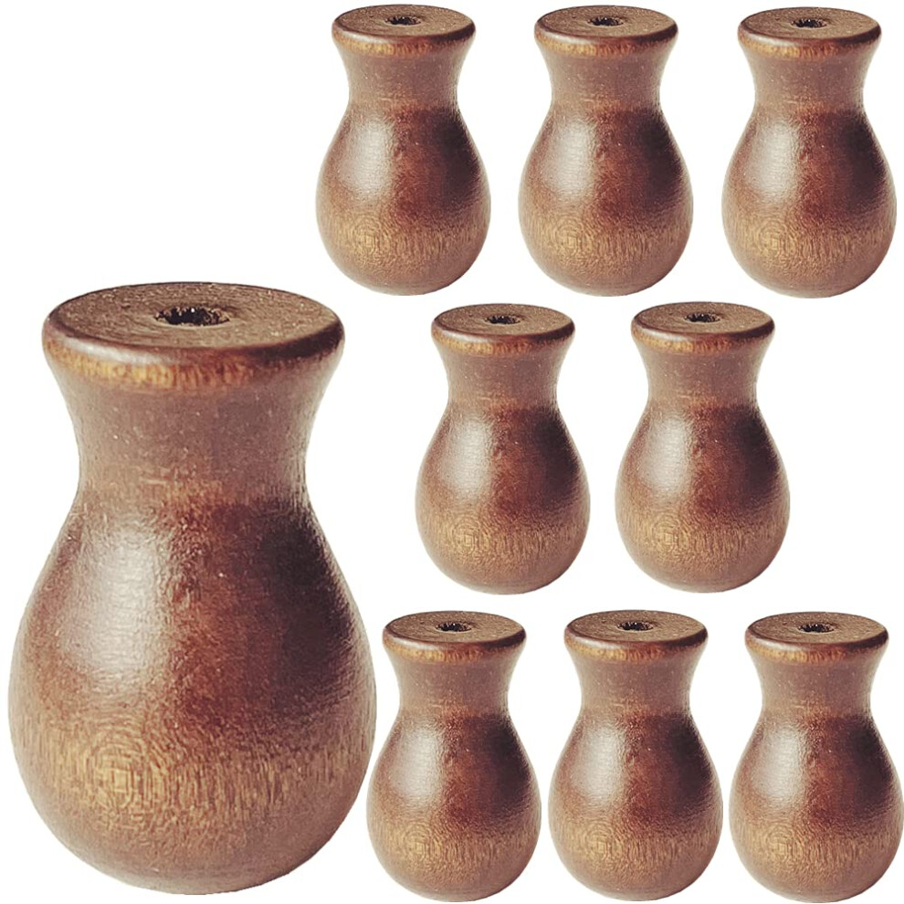 Cutelec 10 Pezzi Di Nappe In Vero Legno, Nappe Marroni Per Tende Da Finestra, Pomelli In Corda Marrone, Tiranti A Sfera In Legno Per Tende Artigi-image