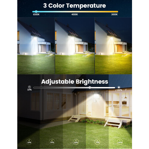 Security Lights Outdoor Motion Sensor, 30W 3 Colours PIR Security Light with Remote Control, 2700LM IP66 Waterproof Outside Lights Dimmable Floodlight 2