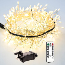 RESNICE 100ft Firecracker String Lights 1000 LED Warm White Plug in Indoor Silver Wire LED Cluster Fairy Lights with Remote for Christmas