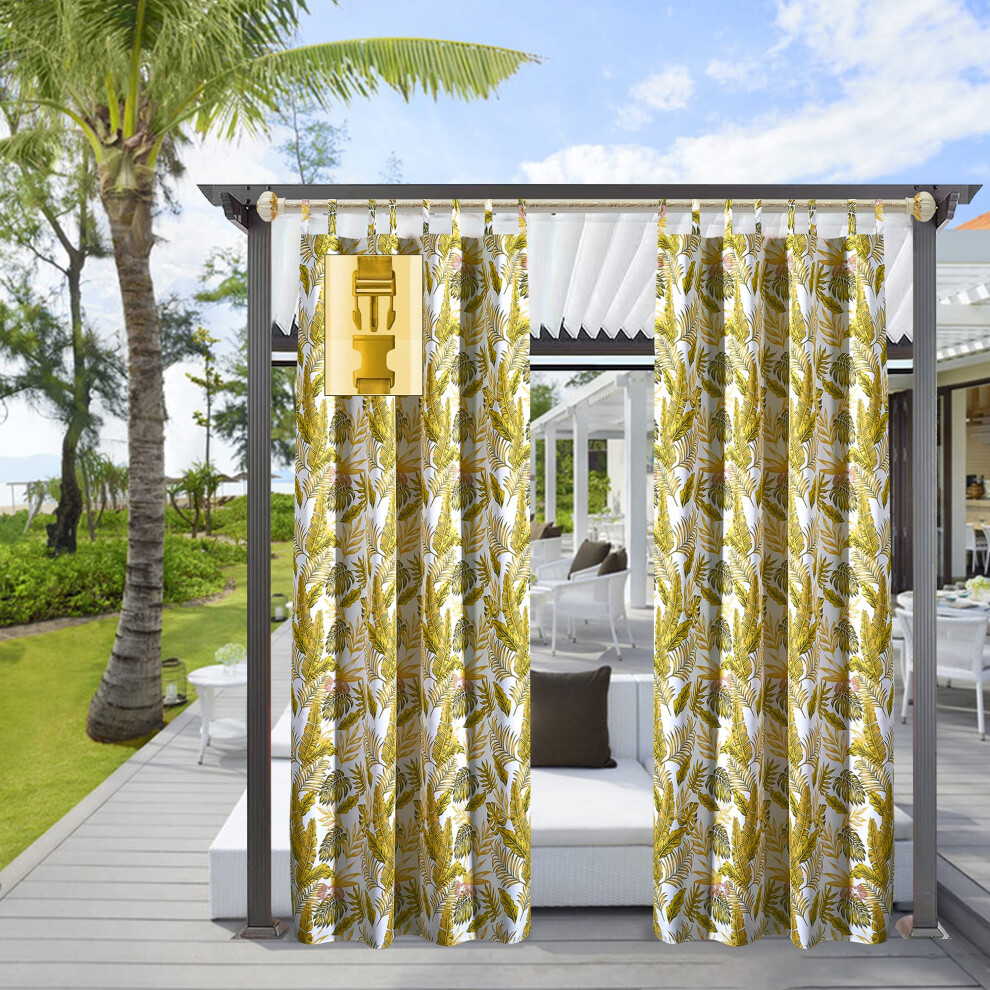 Comlax Outdoor Curtains Waterproof, 132x275 cm Curtains for Pergola Garden Gazebo Windproof & Privacy Protection Thermal Insulation Sun Blackout