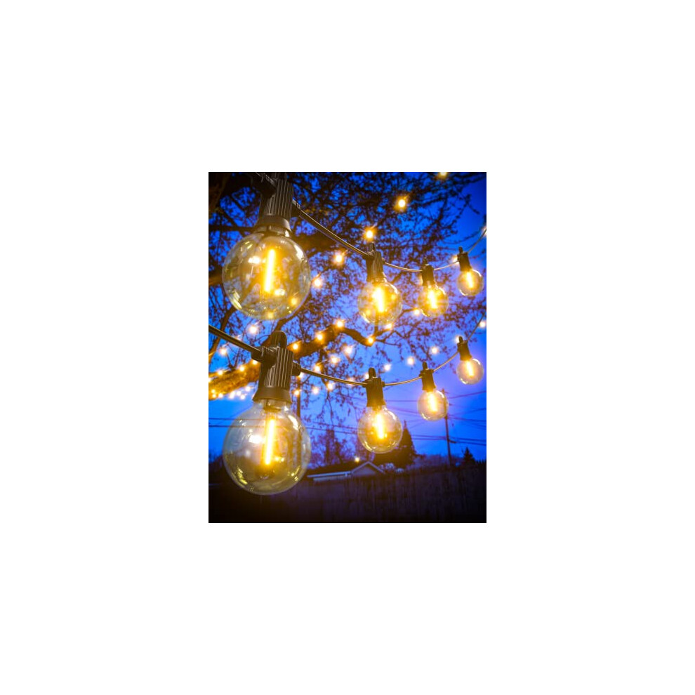 Outdoor LED String Lights Mains Powered 7.6M/25 FT G40 Globe Garden Patio String Festoon Lights with 12+1 Shatterproof Waterproof LED Plastic Bulbs