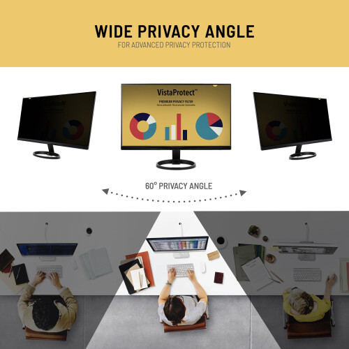 VistaProtect - Premium Privacy Filter & Anti Blue Light Screen Protector for Computer Monitors (23.6" inches) 2