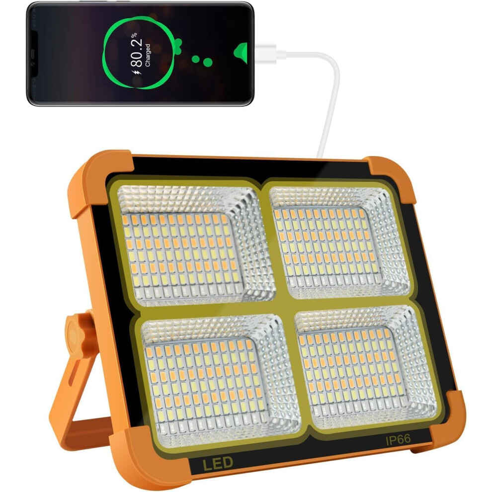100W Rechargeable Work Light, 10000Lum Portable Solar LED Floodlight with USB Port/Magnetic/ 16500mAh/ 4 Lighting Modes, Emergency Work Lamp Job Site
