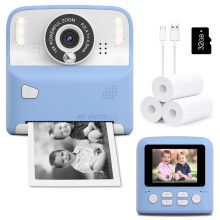 Instant Print Camera for Kids, Christmas Birthday for Age 3-12 Girls Boys Gifts, Children Selfie Camera Print Black&White Photo for 3 4 5 6 7 8 9 Year