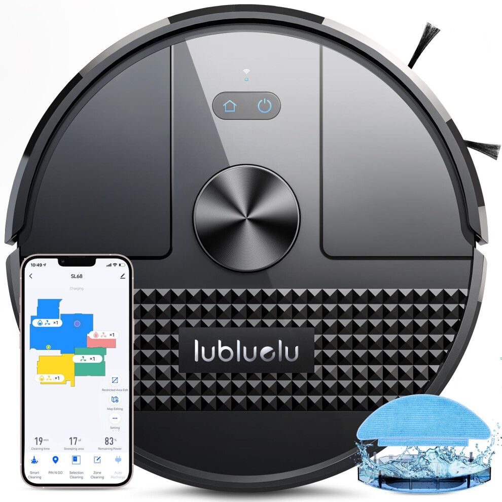 Lubluelu Robot Vacuum Cleaner with Mop 4500Pa,3 in 1 Robotic Vacuum, Laser Navigation, 5 Maps,Super Slim, Carpet Auto Boost,WiFi/App/Alexa,Vacuum