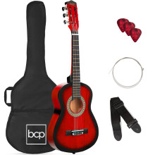 Best Choice Products 30 Zoll Akustikgitarre f r Kinder, Anf nger-Starter-Set mit Gurt, Koffer und Saiten Redburst