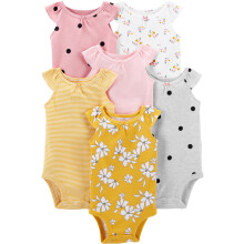 Simple Joys fra Carter's Baby Girls' ?rmel?s bodysuit pakke med 6 multifarve/prikker/blomster/striber 3-6 m?neder