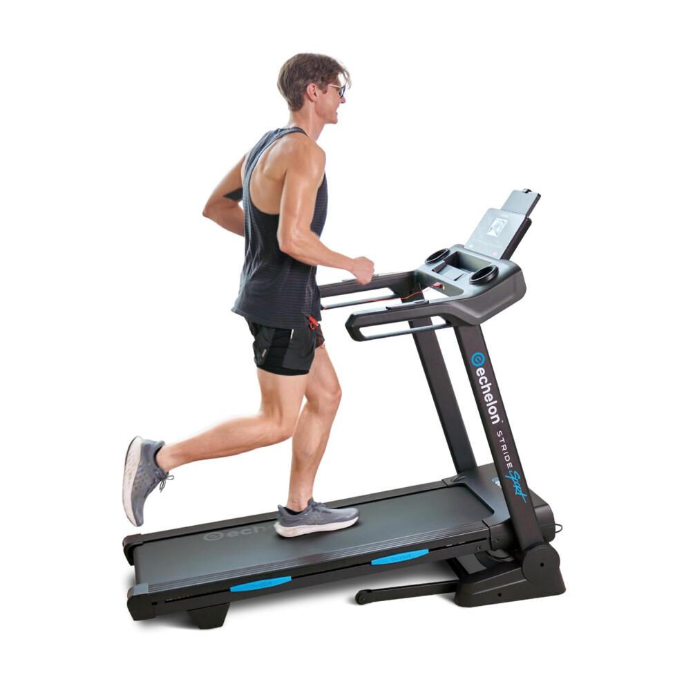 Echelon Stride 30 Sport Folding Treadmill For Smart Home Cardio Workout, Power Incline Running Machine W/Bluetooth, 2.0 Hp, Tablet Holder, Lcd