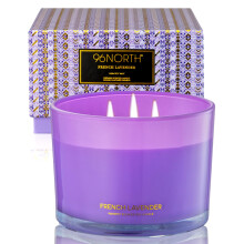 96NORTH Luxury Lavender Soy Candle | Large 3 Wick Jar Candle | Up to 50 Hours Burning Time | 100% Natural Soy Wax | Relaxing Aromatherapy Aesthetic Ca