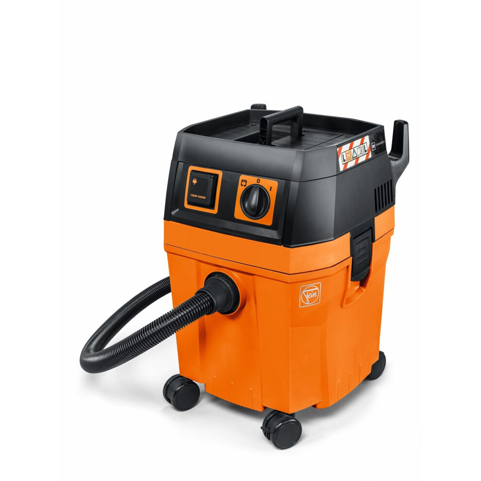 FEIN DUSTEX 35L 92036223000, Dusttex 35 L Wet/Dry Vacuum Cleaner (Industrial Vacuum Cleaner 1380 W, Container 32 l, Extra Socket), Orange, Beh?lter