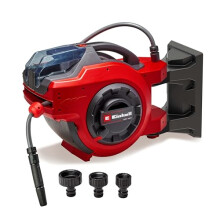 Einhell Wall Mounted Retractable Hose Reel with 30m Hose - Battery Powered Automatic Hose Retraction, Swivels 180?, 30m Garden Hose & Accessories -