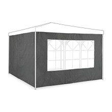 Relaxdays Side Wall Set of 2 H x W 2 x 3 m Gazebo Wall with Window, Waterproof, Side Panels for Gazebos, Grey