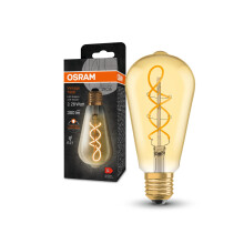 OSRAM Vintage 1906 Classic Edison Fil Led Lamp, E27, Spherical, Gold, 4W, 300Lm, 2000K, Warm White Comfort Light Color, Very Low Energy Consumption,