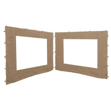 QUICK STAR Sidewall Set (2 pcs) 250x190cm with PE Window, Beige, 3x3m Gazebo, Polyester and PE, Loop and Hook Fastener