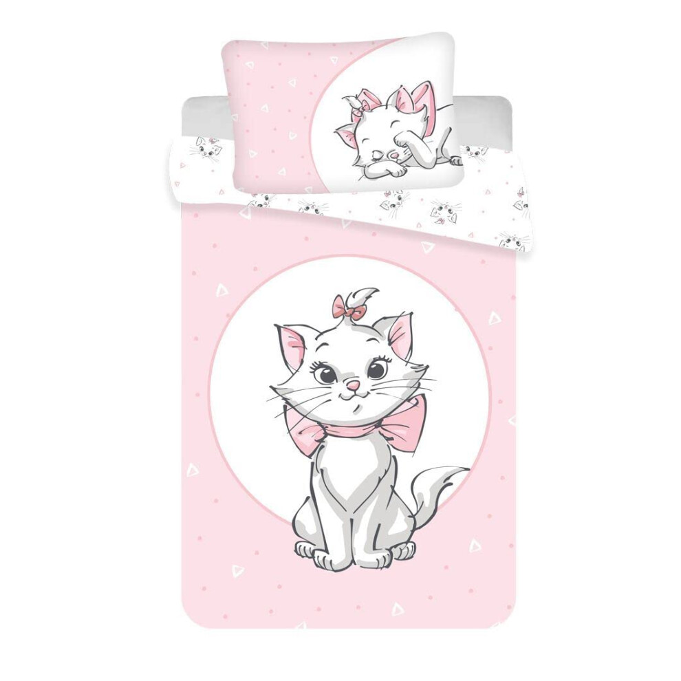 Ac-Déco Jfabrics Disney Aristocats Light Pink Baby Cot Duvet And Pillow Set | Girls Toddler Bedding Sets | Featuring Amazing Marie Cat