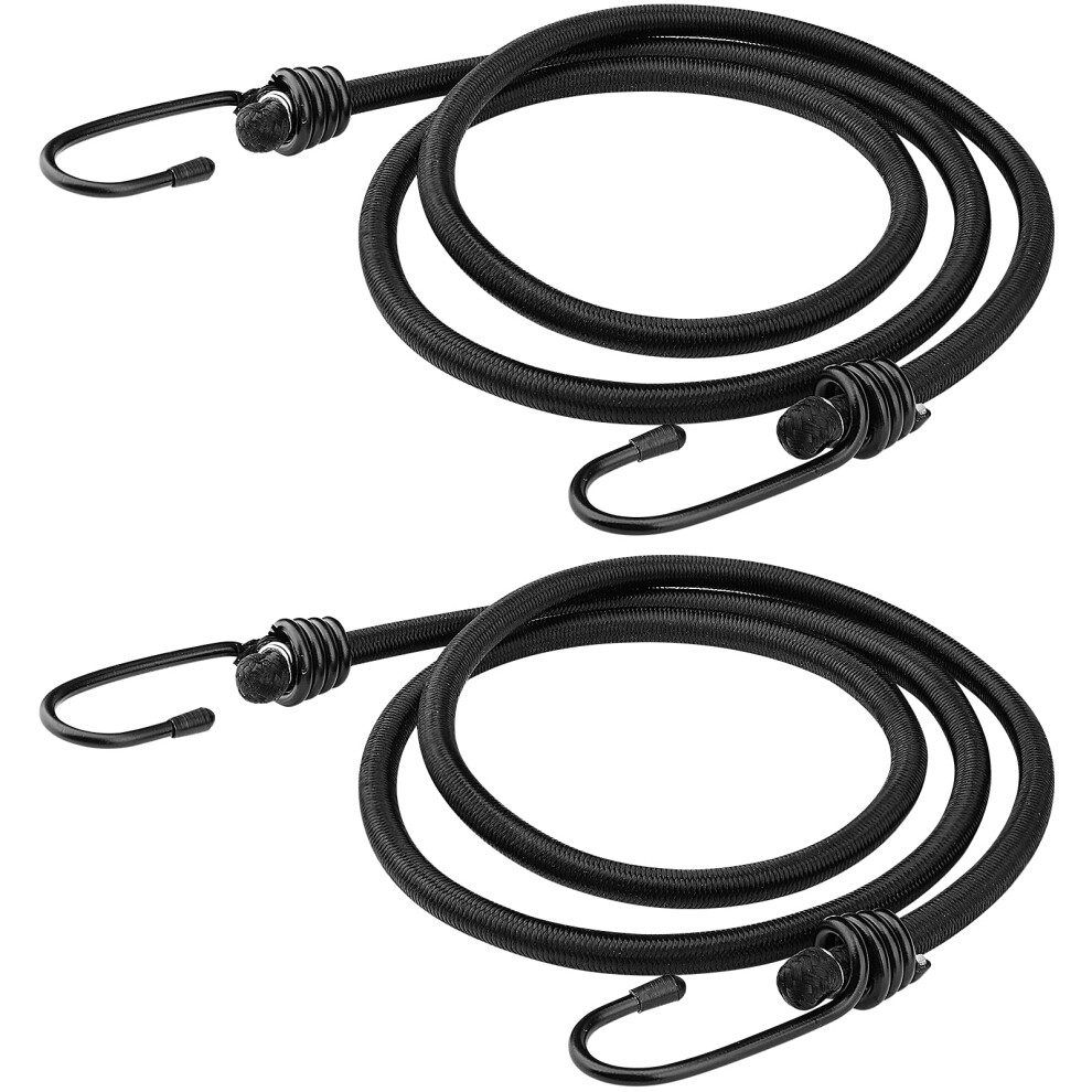 Zhoubin 48 Inch Black Bungee Cords With Hooks 2 Pack 770619843410
