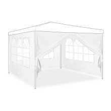 Relaxdays Gazebo Panels, Set of 4, Marquee Side Wall, Waterproof, with Window, PVC/PE Fabric, pergola Covers, White