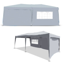 Defacto Gazebo 3 x 6 m Sturdy Garden Gazebo Folding Gazebo Polyester UV Protection 100% Waterproof with 3 Side Panels, Party Tent Pop Up Tent Garden