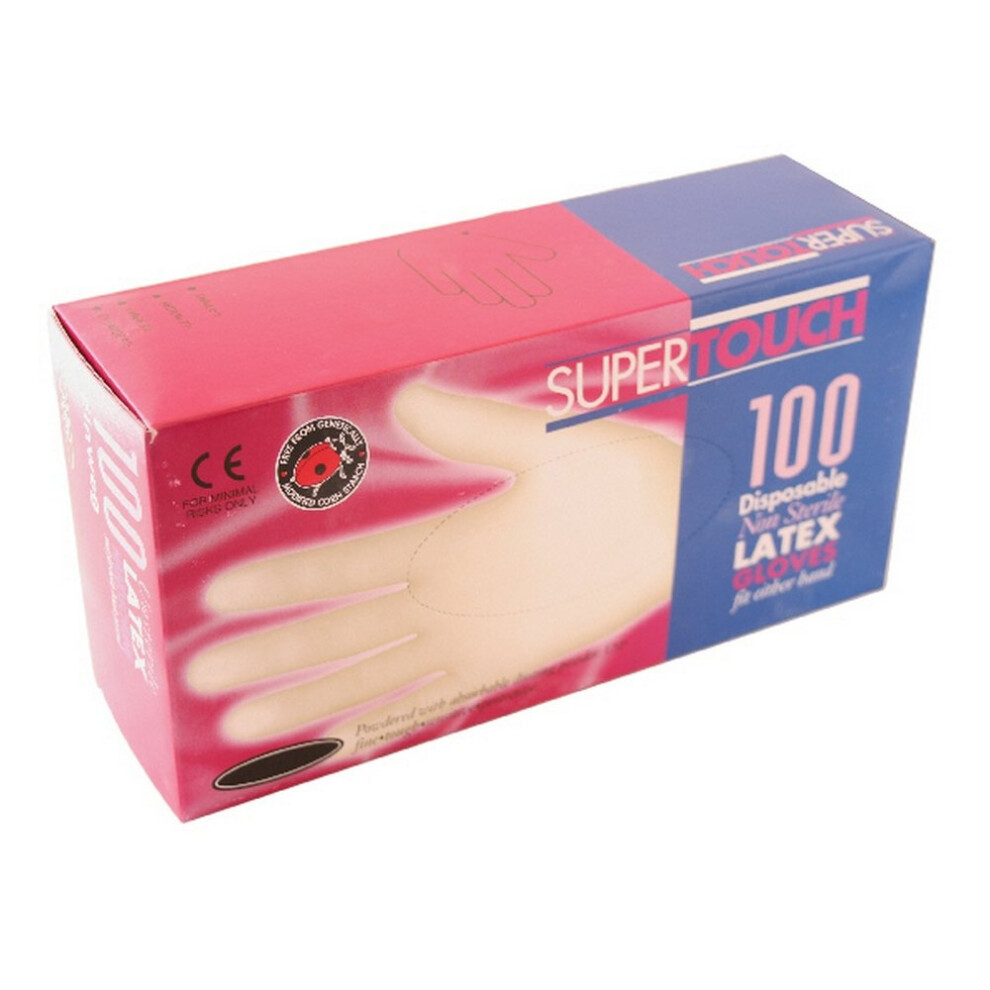 Latex Disposable Gloves 100Pc Dispenser Box Size 7 (S) 5036770105015