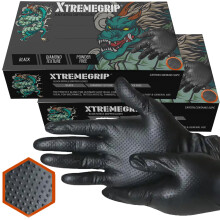 Xtremeauto Nitrile Gloves - Disposable Gloves, Diamond Grip Black Gloves - Powder-free & Latex Free Nitrile Gloves, Extra Thick & Strong Rubber Gloves