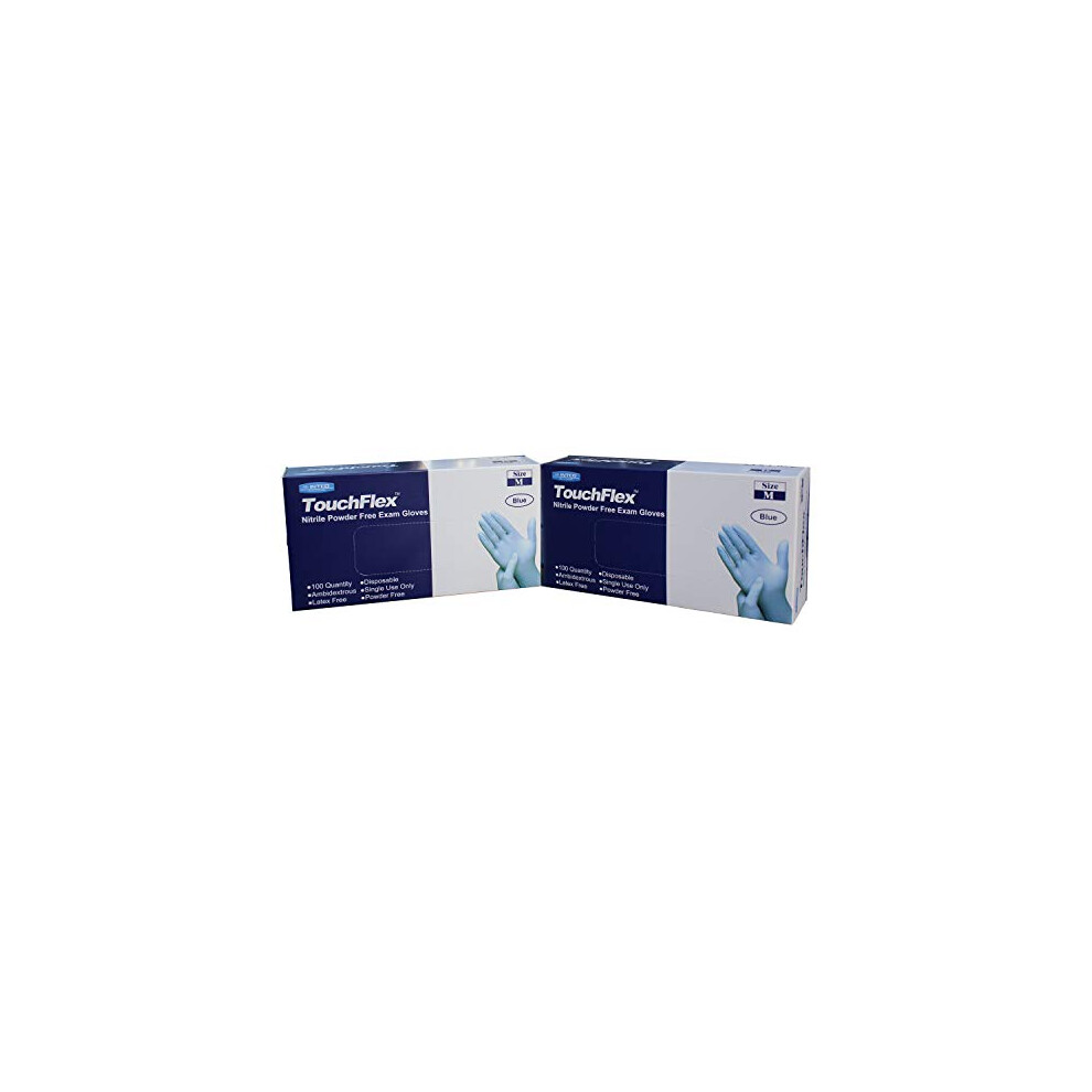 Touchflex Nitrile Powder Free Disposable Gloves - Latex Free - Medium - Case X 200 Blue
