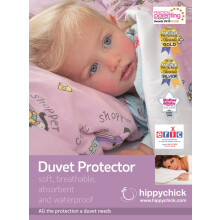 Hippychick Cotton Duvet Protector/Quilt Cover Set, 100 Percent Waterproof, Jersey Fabric, Anti Allergy, Machine Washable, Okeo-Tex Certified, White,