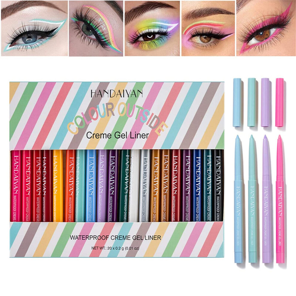 BONNIE CHOICE 20 PCS Colored Eyeliners Pencil Set  20 Colors Waterproof Long Lasting Retractable Matte Colorful Eyeliner Milti-Functional Eyeliner Eye-image-OPC-PFNGWBV-NEW