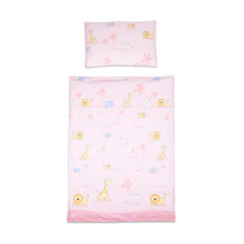 Baby Comfort 2 Piece Duvet Cover & Pillowcase Bedding Set 150x120 cm for Toddler Junior Cot Bed (Zoo Pink)