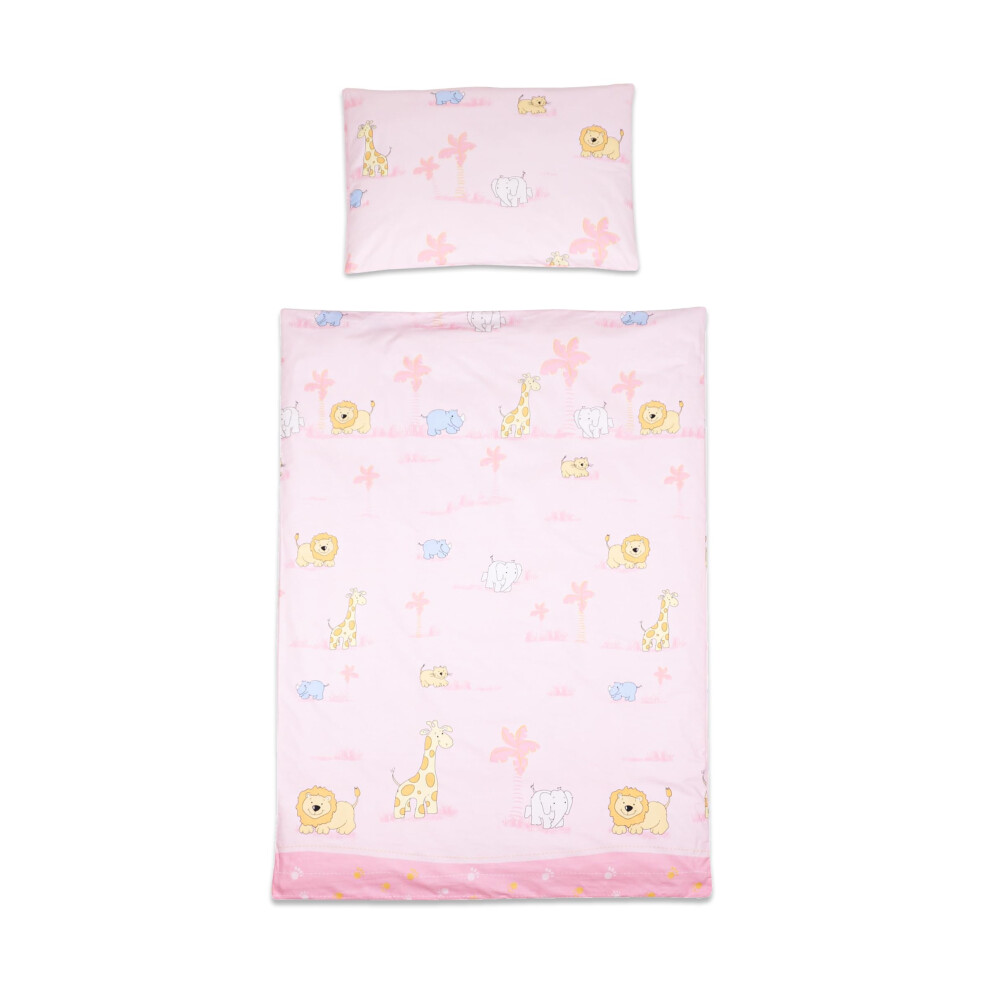Baby Comfort 2 Piece Duvet Cover & Pillowcase Bedding Set 150X120 Cm For Toddler Junior Cot Bed (Zoo Pink)