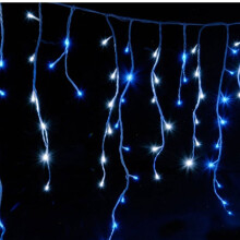 Icicle Christmas Fairy Lights Waterproof Outdoor/Indoor use. Blue & White 400 LED 10M Wide 80 Drops Plus a Massive 10M Lead Cable, 8 Modes, Low Safe