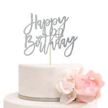 Happy Birthday Cake Topper Syntympivjuhlakoristeet Tarvikkeet Hopeakiilto