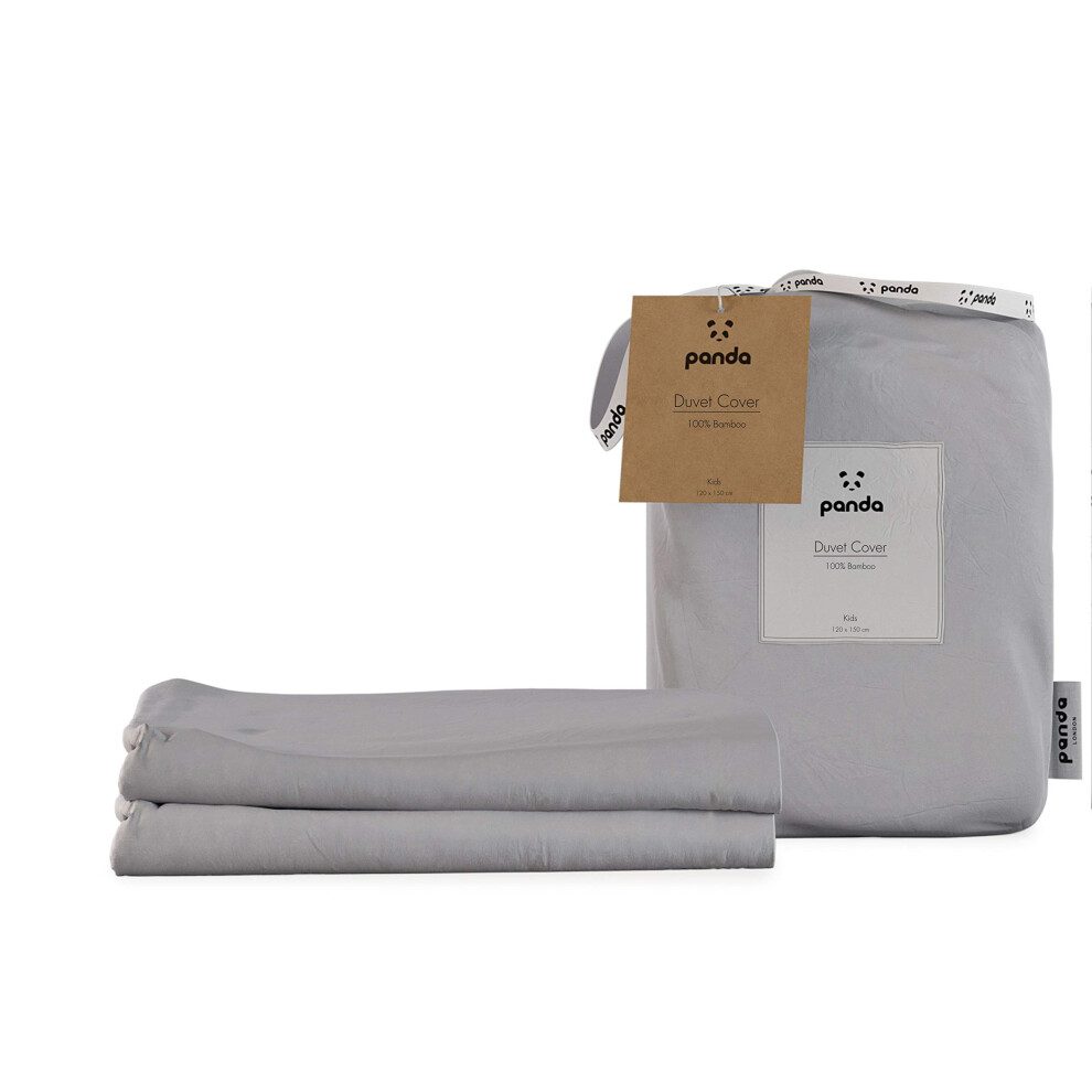 Panda® 100% Bamboo UK Kids Duvet Cover, Quiet Grey | Soft, Breathable, Hypoallergenic | Luxury High Thread Count | Moisture-Wicking - Image 3