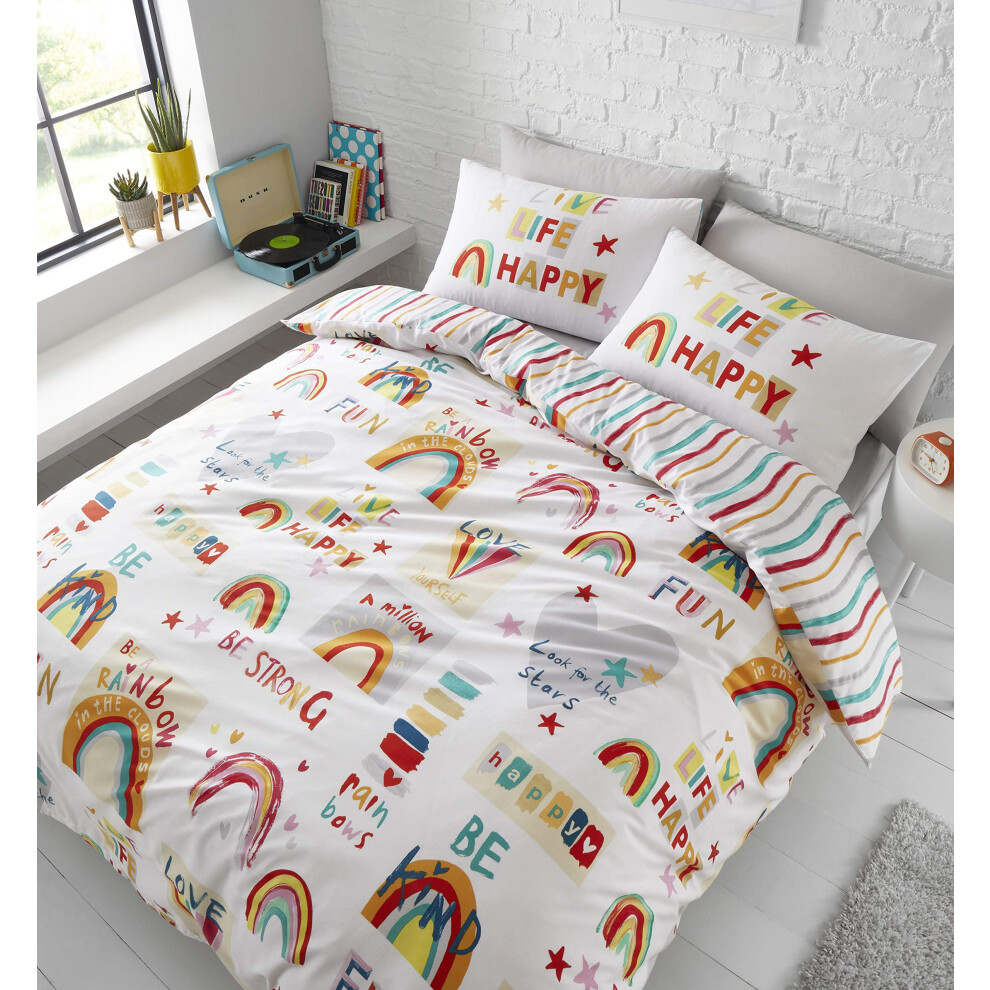 Catherine Lansfield Be A Rainbow Easy Care Single Duvet Set Multi