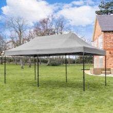 Harrier Luxury Pop Up Gazebo - 3m x 6m Large Gazebo + Adjustable Height | 4x Colours - White, Grey, Blue, Green | Plain & Window Side Panels | Travel