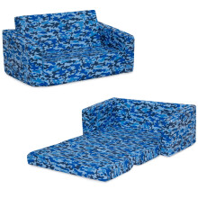 Delta Children Cozee 2-in-1 Extra Breiter Sofa-Lounger für Kinder, Blau Camo