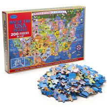 MOTYAWN USA Map Puzzle for Kids - 200 Piece United States Puzzle - 50 States with Capitals for Kids Ages 4 and Up America Jigsaw Puzzle Children