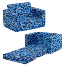 Delta Children Cozee Blauw Camo Convertible Foam Stoel en Lounger voor Kinderen