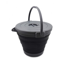 SAMMART 10L Fällbar Fiskebucket med Låsbart Lock - Hopfällbar Rund Balja - Bärbar Plastvattenhink