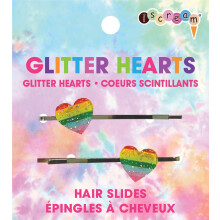 iscream Regenboog Glitter Harten Set van 2 Versierde Bobby Pin Haarspeldjes
