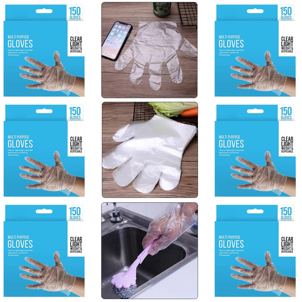 Hovuk 900Pcs Waterproof Gloves Plastic| 6Pk Contains 900 Gloves| Transparent Food Safe Disposable Gloves| Beauty Salon Gloves Powder Free For Kids 5061018096770