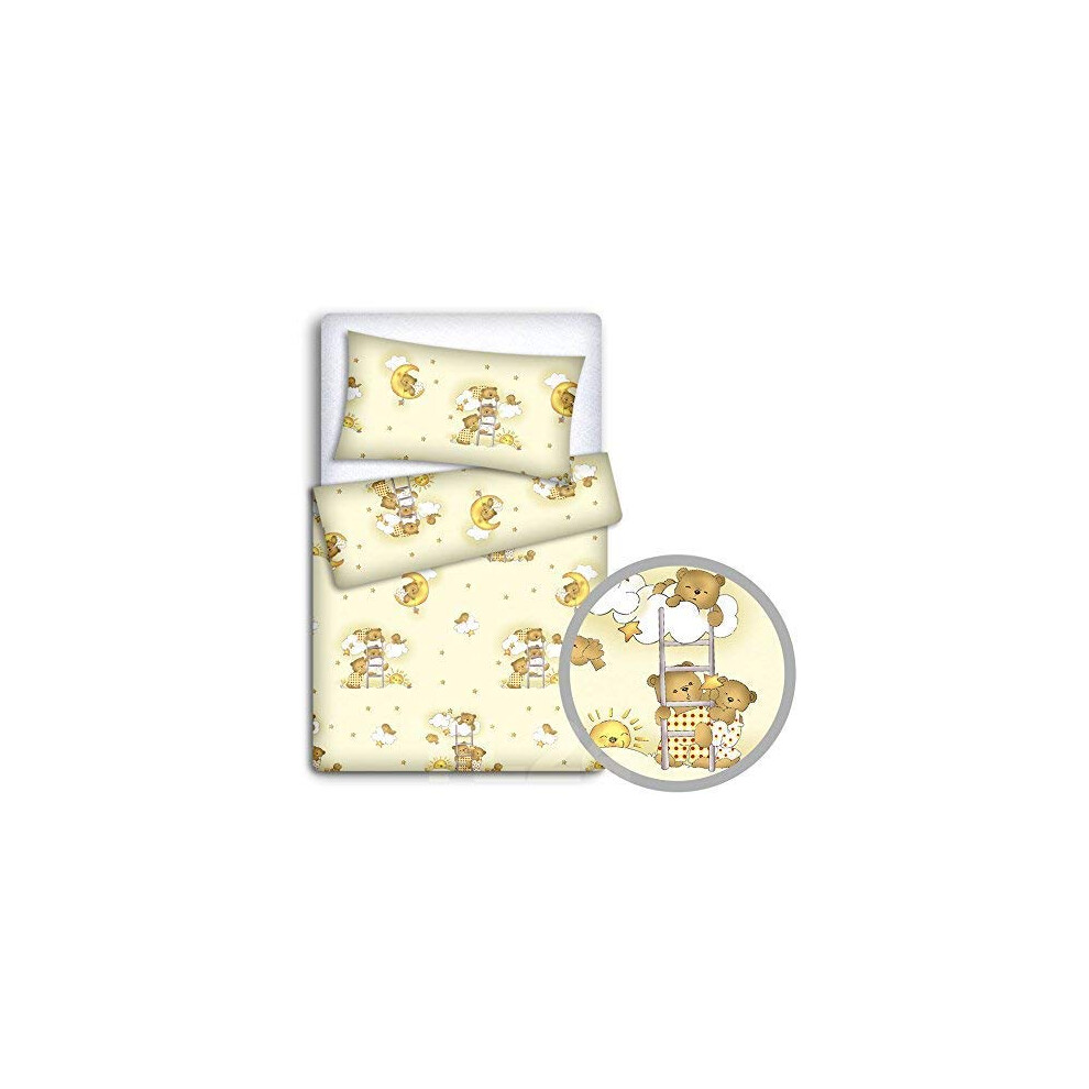 Baby Bedding Set Pillowcase + Duvet Cover 2Pc To Fit Junior Bed (Ladder ) Cream Babymam