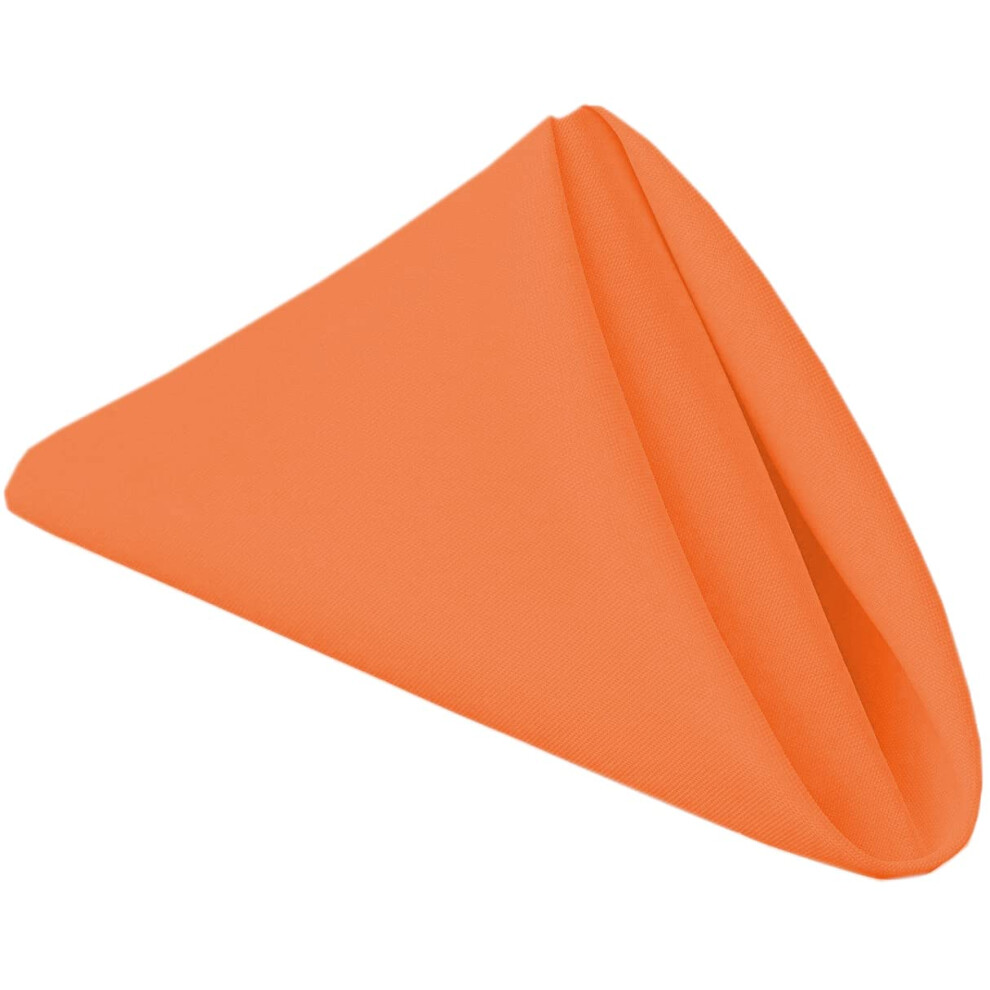 Ploymono Tovaglioli Di Stoffa Resistenti Arancioni, 43 X 43 Cm, In Poliestere Resistente, Lavabili, Set Di 8 Tovaglioli Con Bordi Orlati, Ideali Per Feste, Festival Autunnali, Autunno, Halloween,-image