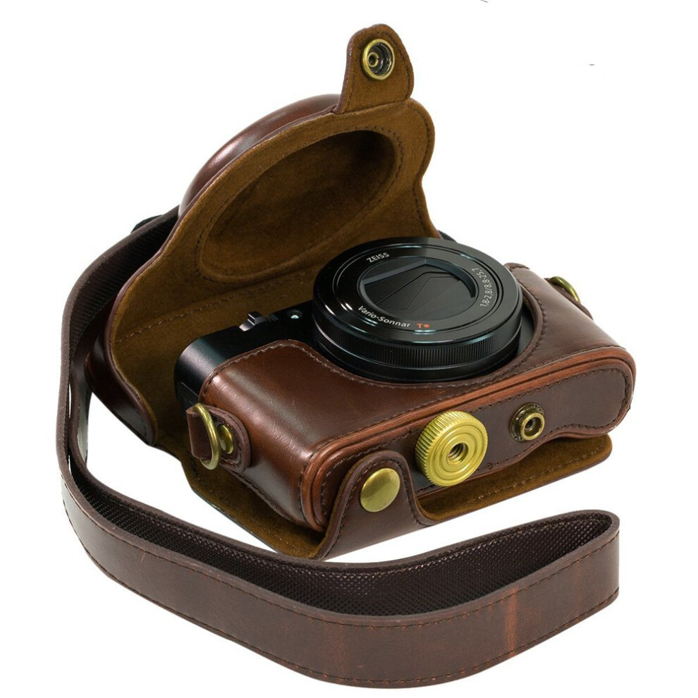 Enjoy-Unique Pu Leather Camera Bag Case Cover For Sony Rx100 Rx100ii Rx100iii Rx100iv Rx100vii Rx100viii M3 M5 Dsc-Rx100 Iii Rx100m3 With Shoulder 6940044465097