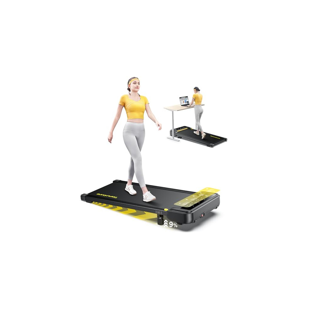 Toputure Walking Pad Treadmill for Home, 9% Incline Under Desk Treadmill, 2.5HP Walking Running Machine with Magnetic Remote & Bluetooth App Control,