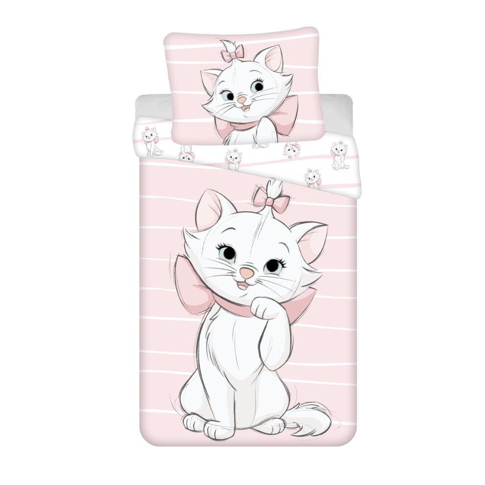 Marie The Aristocats Baby Bedding Set, 100% Cotton, Reversible Disney Duvet Cover 100 X 135 Cm + Pillowcase 40 X 60 Cm Jerry Fabrics