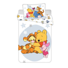 Jerry Fabrics Winnie the Pooh and Friends Bedding Set for Baby or Small Bed, Removable Duvet Cover 100 x 135 cm + Pillowcase 40 x 60 cm, 100% Cotton,